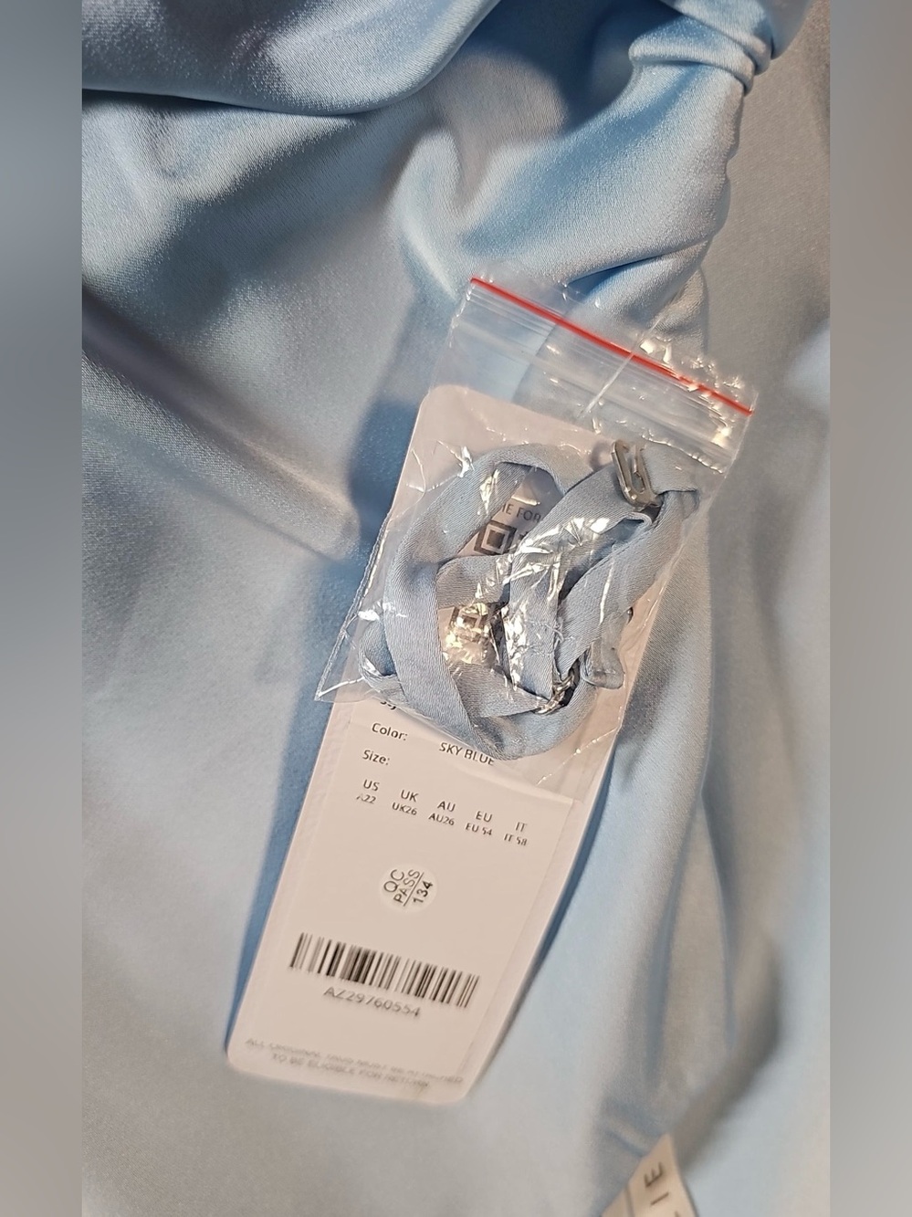 Azazie Kieryn Sky Blue Satin Bridesmaid Maxi Dress A22 NWT - Picture 14 of 14